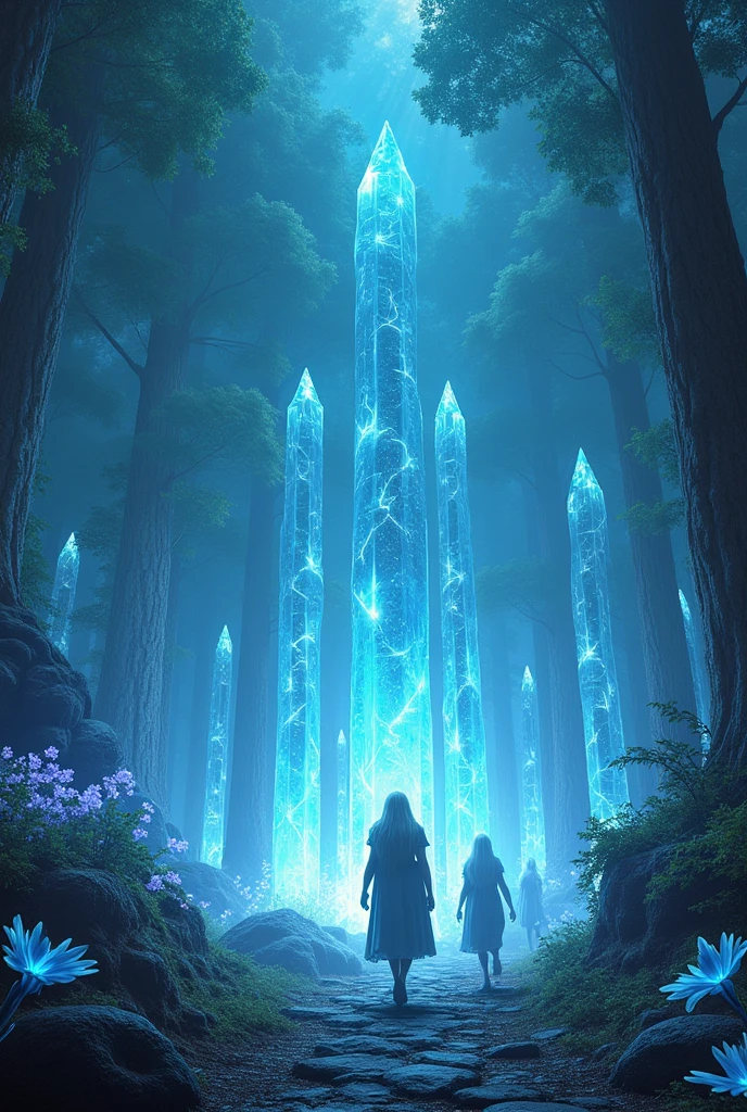 the back of a fantasy book about a crystal forest where the sun doesn't shine
