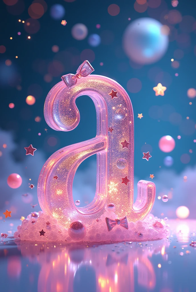 Image of the letter "A" in 3d sailormoon theme designed in each glass letter
