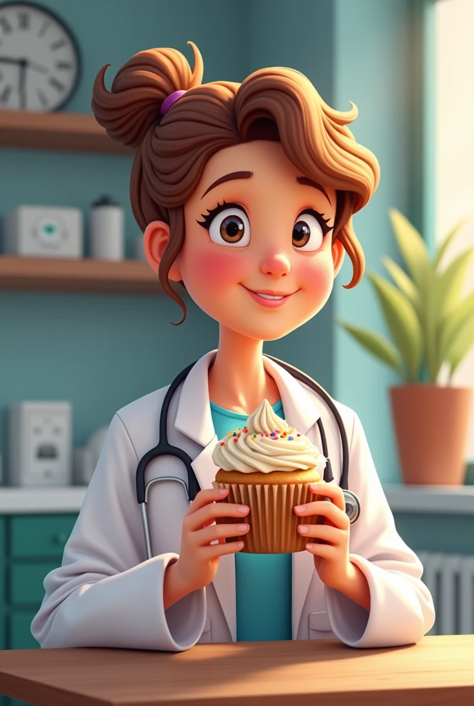 Cute doctor eating cupcake 