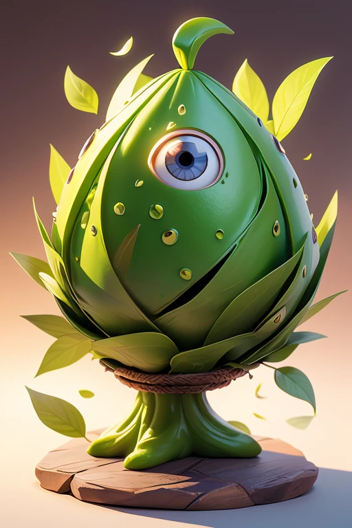 Create a monster avocado image. The body is transparent and can be seen through. The image is sharp and detailed., with beautiful colors.. With arms, leg, eyes, mouth, พื้นหลังสีlegว