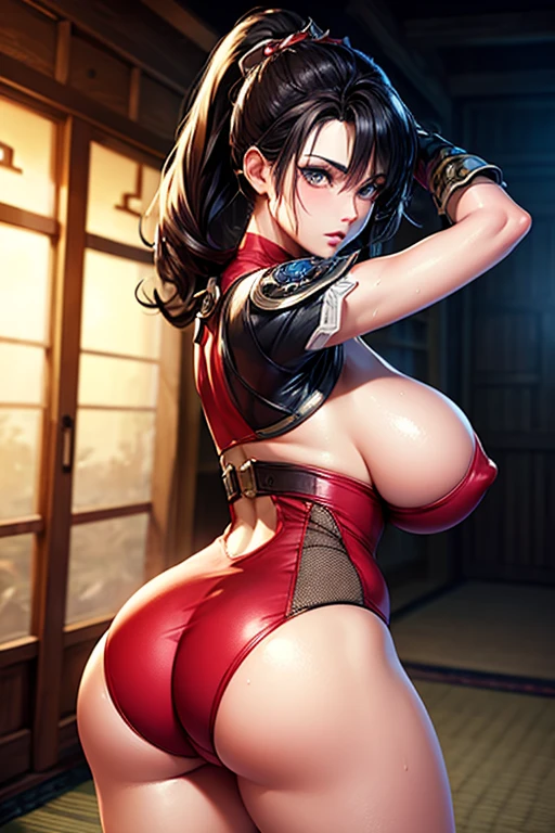masterpiece, Highest quality, (Unreal Engine), Super Resolution, Very detailed, Complex, colorful, Clear images, Sharp focus, Digital Blending,
Beautiful woman, (Taki), (TakNin), red body suit, Beautiful Eyes, (Attractive face:1.2), (Beautiful Skin), Big Breasts, Butt, Tight waist, Perfect Eyes, Perfect Face, Ultra detailed hair, Ultra detailed face, Very detailed lips, Vivid expression, Healthy Body, Beautifully detailed sweat glands, Smooth skin texture, Carefully drawn,
((humidity:1.2), Sticky with sweat), chant ninjutsu, shinobi pose,
In the world of Soul Calibur, In the castle town of Japan, night, (Shot on Sony α9, Dynamic Angle),