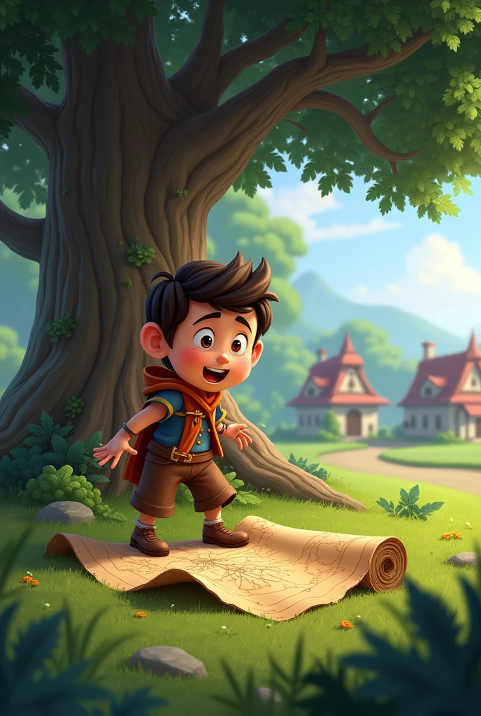 The Discovery**
*Setting: Near an old oak tree at the edge of the village.*Finn:** (Excitedly) "What’s this? A map!"