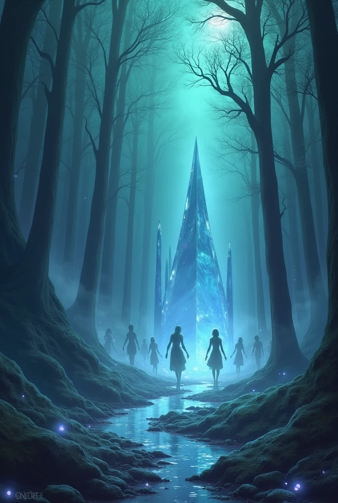  crystal forest where the sun does not enter and the crystals do not shine much
