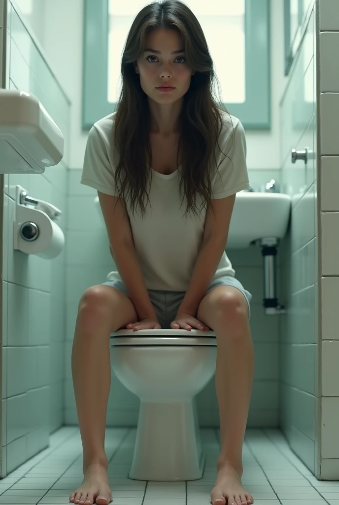 Women poop on toilet