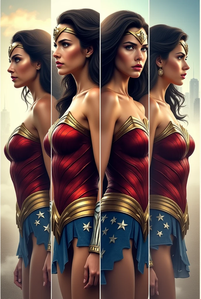 A photo of Wonder Woman in four