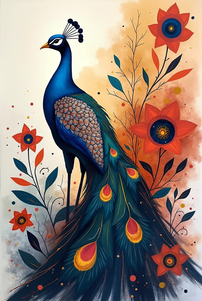 create a peacock made in abstract art