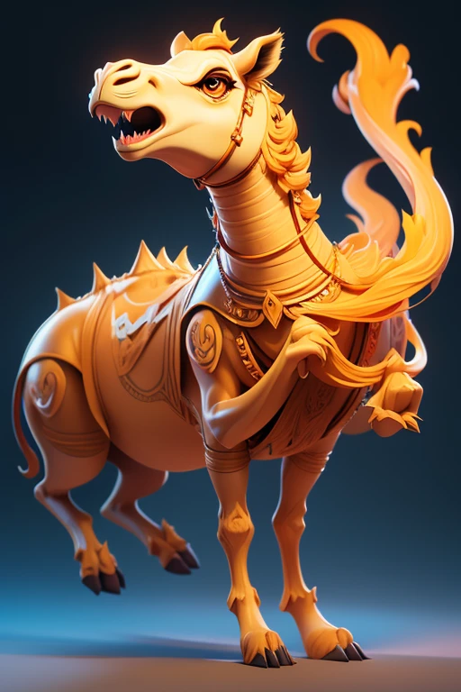 Create a Camel Monster Image. The body is transparent and can be seen through. The image is sharp and detailed., with beautiful colors.. With arms, leg, eyes, mouth, พื้นหลังสีlegว