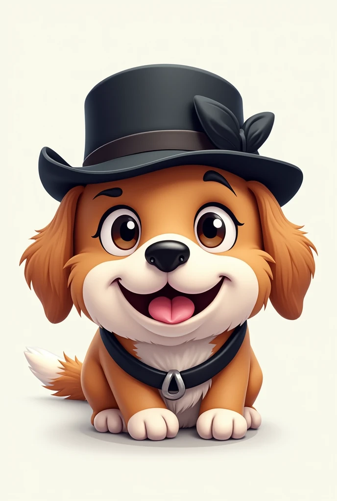 Logo that has a dog in a black hat and a cap
