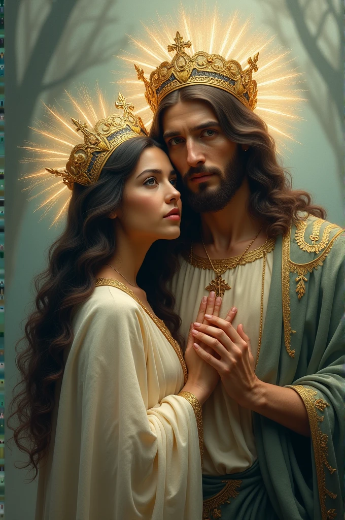 Create an image with the name Lupita and Jesus with a crown
