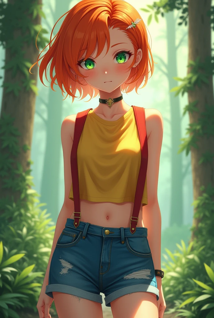 Wallpaper,masterpiece,High resolution,8K,Detailed anatomy
(Misty_Pokemon)(1 18-year-old girl)
(Berry Short,Orange Hair,one side up hair,Big green eyes,Small breasts,Skinny)
(Yellow sleeveless T-shirt,Belly button exposed,Denim hot pants,Red suspenders,sneakers)
I can feel the spirit in my eyes.