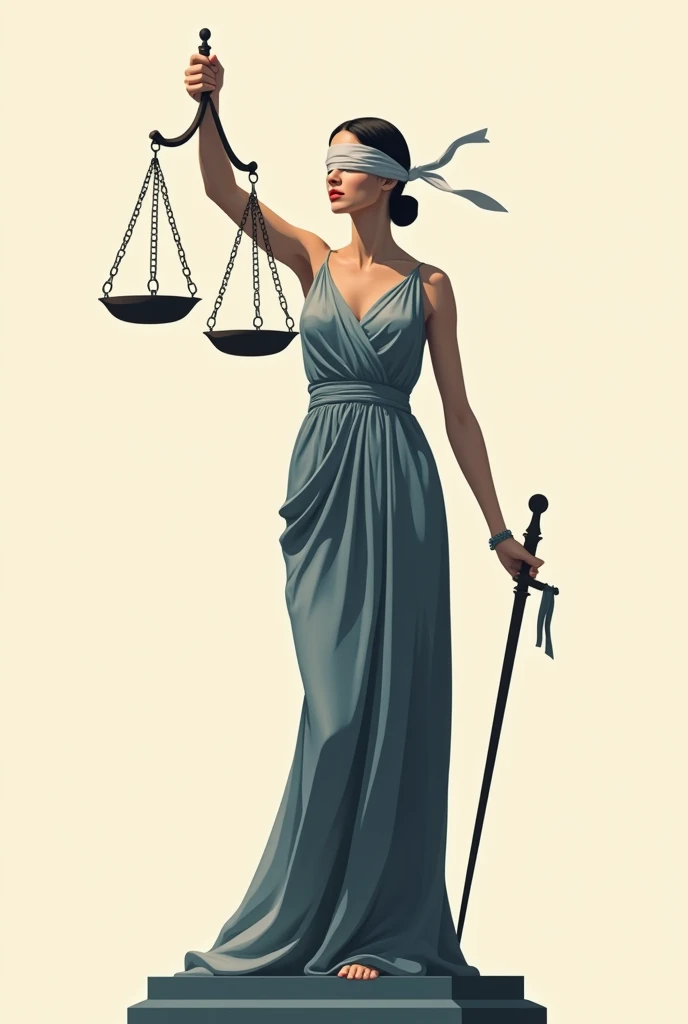 create a logo about a woman holding a scale, blindfolded, shows journalism and politics (not photorealism)