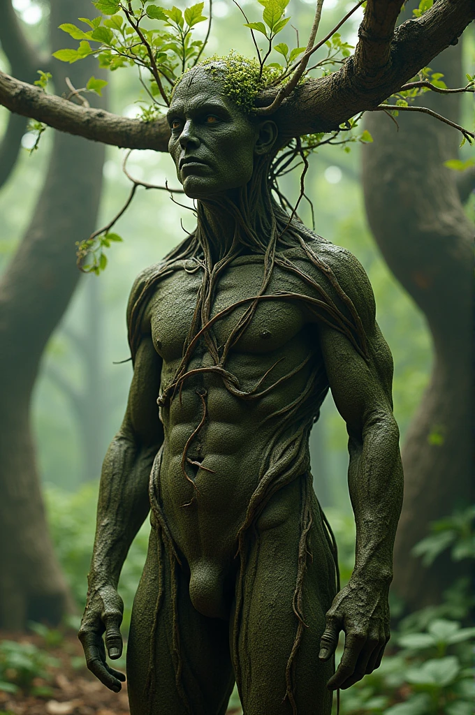 Man fused into tree