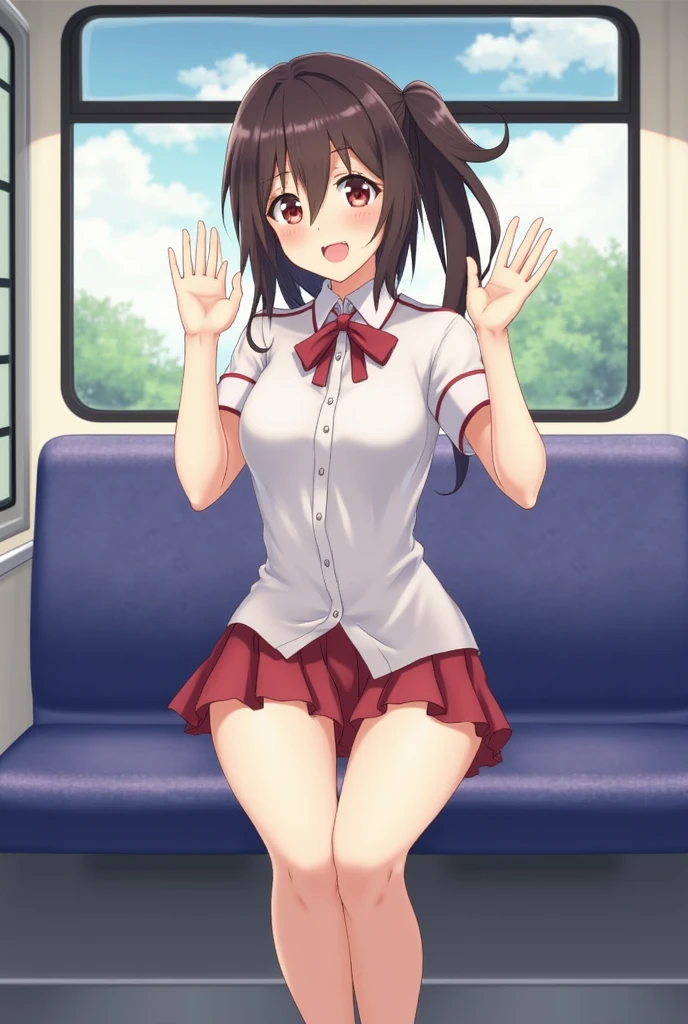 I was stripped naked on the train、Her breasts are massaged、A vibrator was attached to his crotch.、A schoolgirl in uniform reaches climax with an ahegao face。