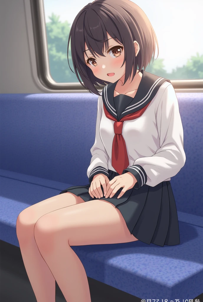 I was stripped naked on the train、Her breasts are massaged、A vibrator was attached to his crotch.、A girl in uniform reaches climax with an ahegao face。