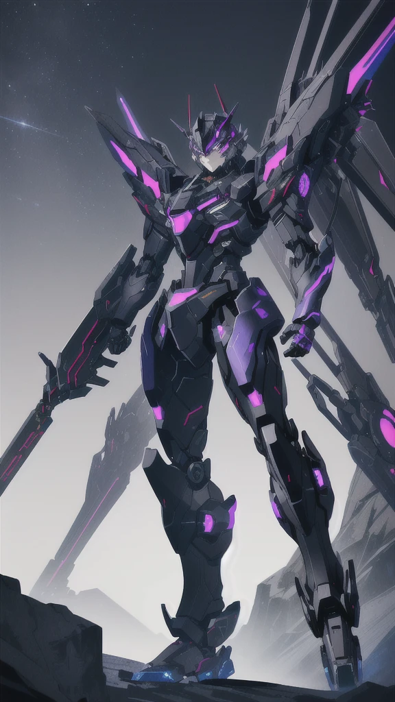 Black Mecha, Akasuki Void Star, A well-armored mecha dragon,Black Cyberlox, shock wave, Cool mecha style, masterpiece, High resolution, Highest quality, youth,Gray Hair, Shortcuts, Purple eyes, Close your mouth, Sad, Disappointed, Fox Mask, Removed Mask, Are standing,night,Outdoor
