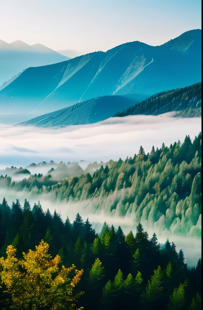 a view of a foggy valley with trees and mountains in the background, blankets of fog pockets, misty mountains, extremely beautiful and ethereal, blanket of fog, valley mist, misty forest, mists, mist in valley, rolling fog, fog rolling in, stunning nature in background, misty and foggy, foggy forest, fog and mist, beautiful misty wood, swirling fog