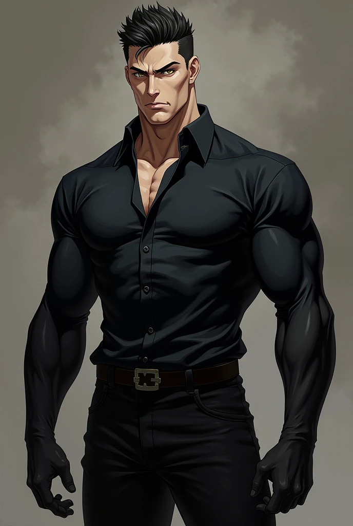 fushiguro toji from jujutsu kaisen wear tight black shirt