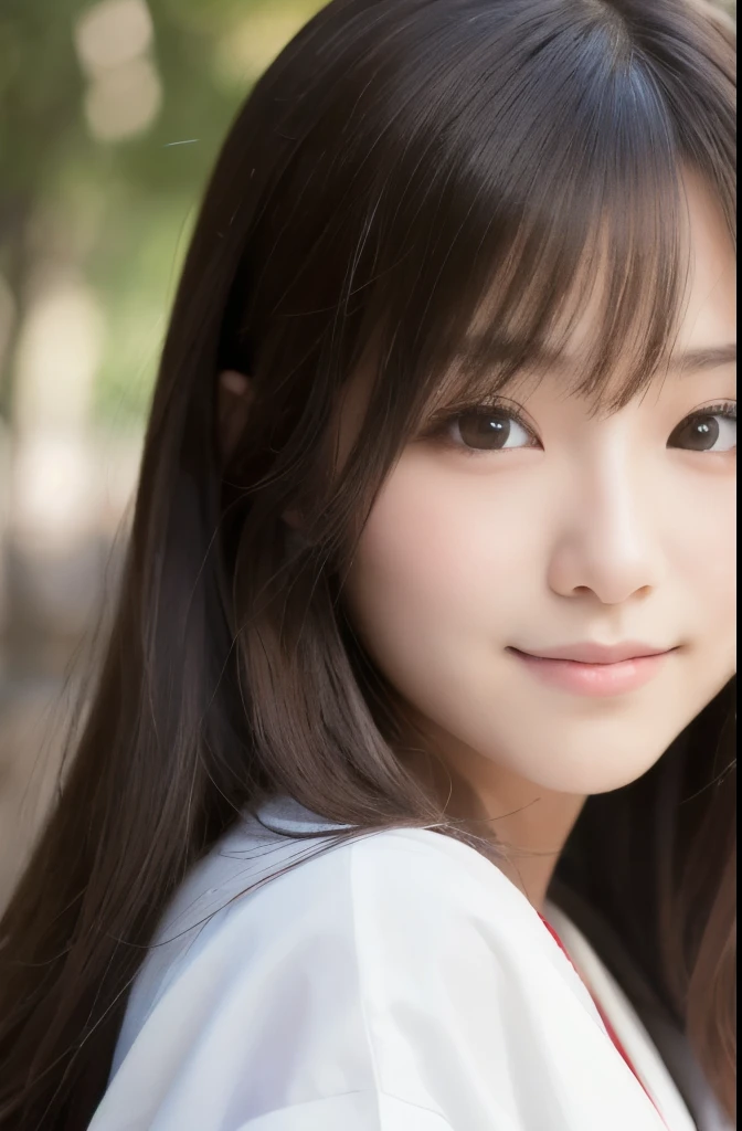 best quality, face focus, soft light, ultra high res, (photorealistic:1.4), RAW photo,(Shinozaki Ai), white skin, kawaii,
1 Japanese girl, solo, cute, smile, (pupil, lights in the eyes), detailed beautiful face, Medium-sized breasts,(high resolution detail of human skin texture),(long hair),(portrait), upper body, white traditional kimono