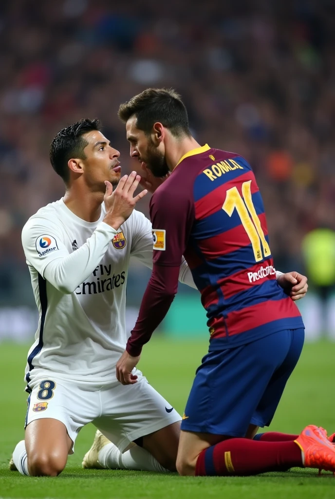 Cristiano Ronaldo on his knees sucking Messi&#39;s penis 