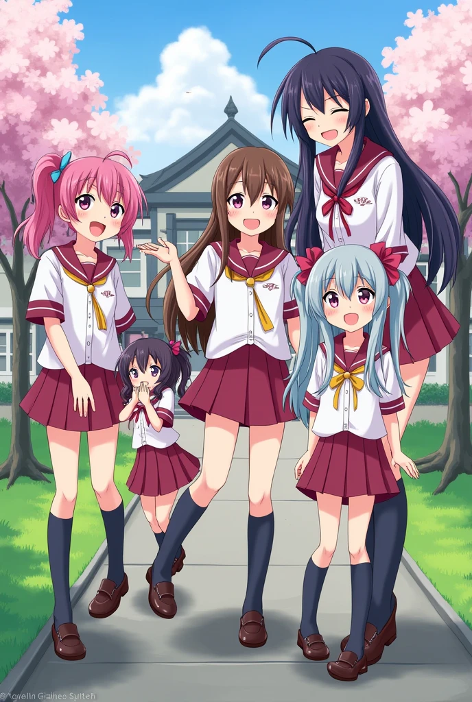 Anime girls school uniform