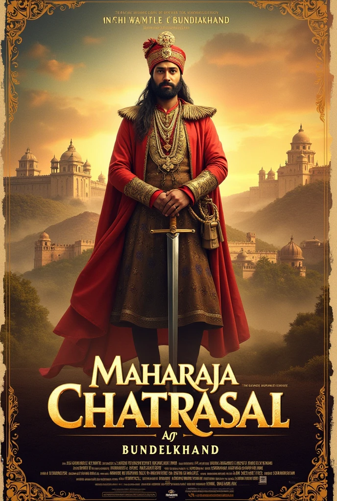 You’re a talented graphic designer with extensive experience in creating captivating documentary posters that effectively communicate the essence of the subject. With a keen eye for aesthetics and an understanding of visual storytelling, your specialty is designing posters that not only attract attention but also convey the narrative of the documentary.

Your task is to create a striking poster for the documentary titled "Maharaja Chhatrasal: The Warrior of Bundelkhand." 

Here are the details you should keep in mind:  
- Documentary theme:   
- Key visuals elements (e.g., historical artifacts, landscapes, portraits):   
- Color scheme (e.g., vibrant, dark, earthy tones):   
- Target audience:   
- Tagline or quote to be included:   
- Size specifications (e.g., A2, A3, digital format):   

Consider the tone of the documentary and the story you want the poster to tell, ensuring that it reflects the valor and legacy of Maharaja Chhatrasal while engaging the viewers.