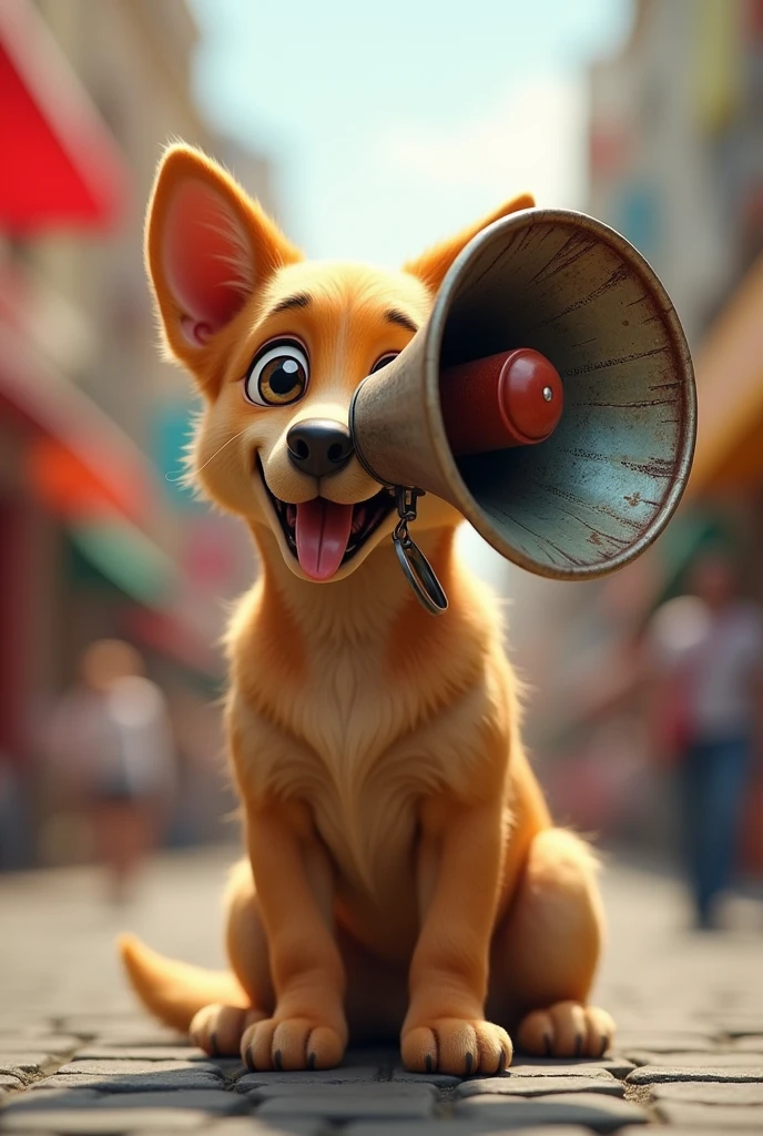 Dog with megaphone head