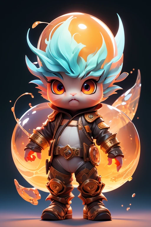 Create a monster image, a baby gerbil.. The body is transparent and can be seen through. The image is sharp and detailed., with beautiful colors.. With arms, leg, eyes, mouth, พื้นหลังสีlegว
