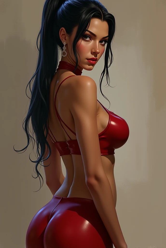 beautiful, masterpiece, Best Quality, Very detailed face, perfect lighting, cowboy shot, 1 girl, Azula, perfect body, tight clothes, seductive, pomade, Draw, I look at the viewer, Wide hips