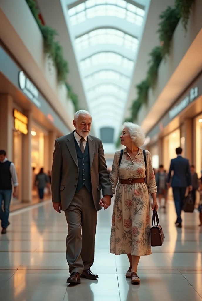 a old couple at the mall