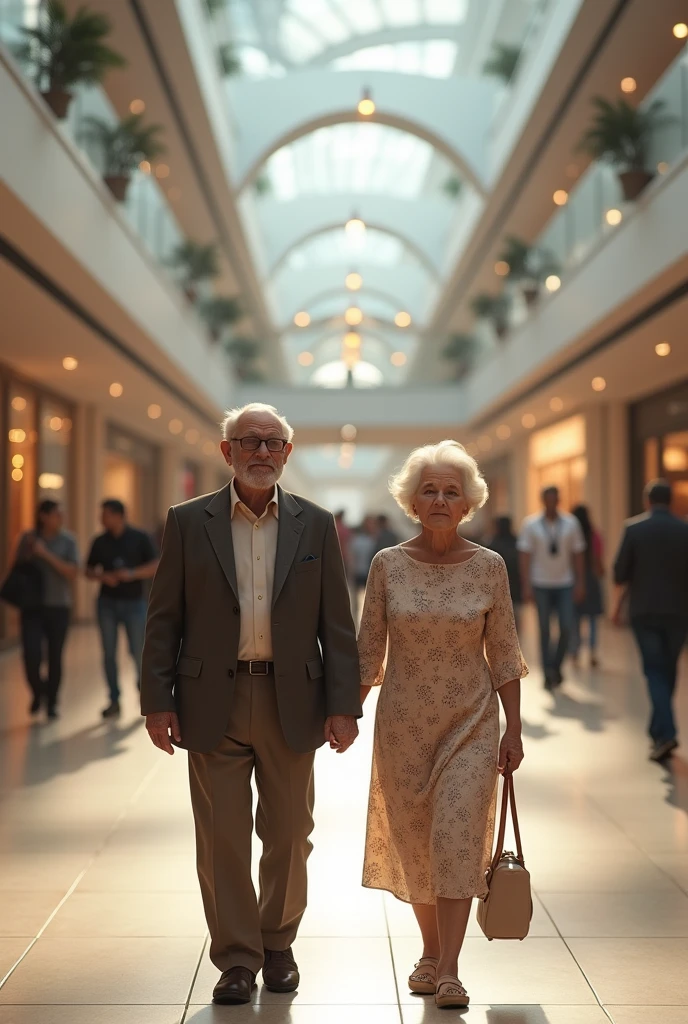 a old couple at the mall