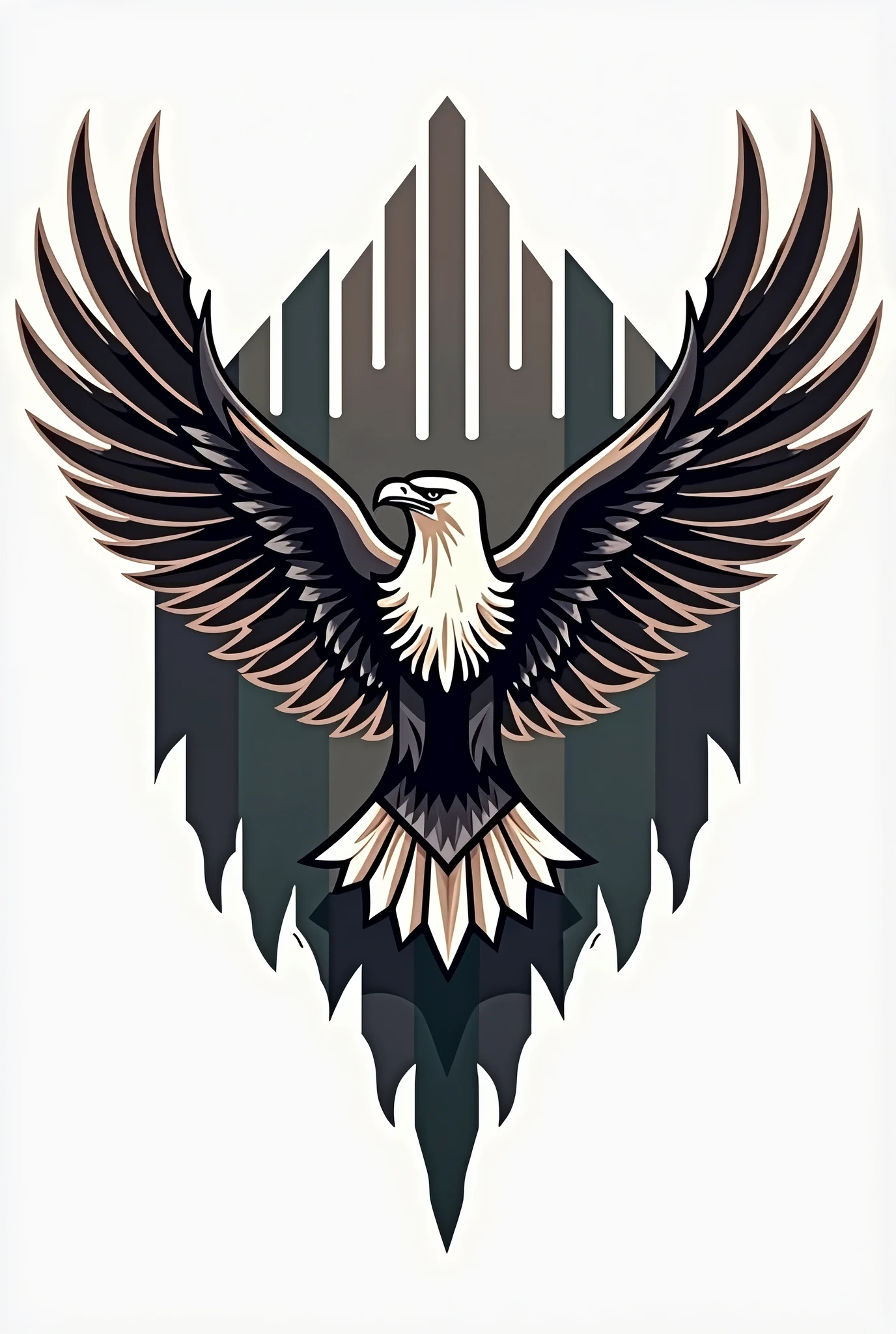 Military Flying eagle insignia. Military style eagle vector. Stylized vector motif.