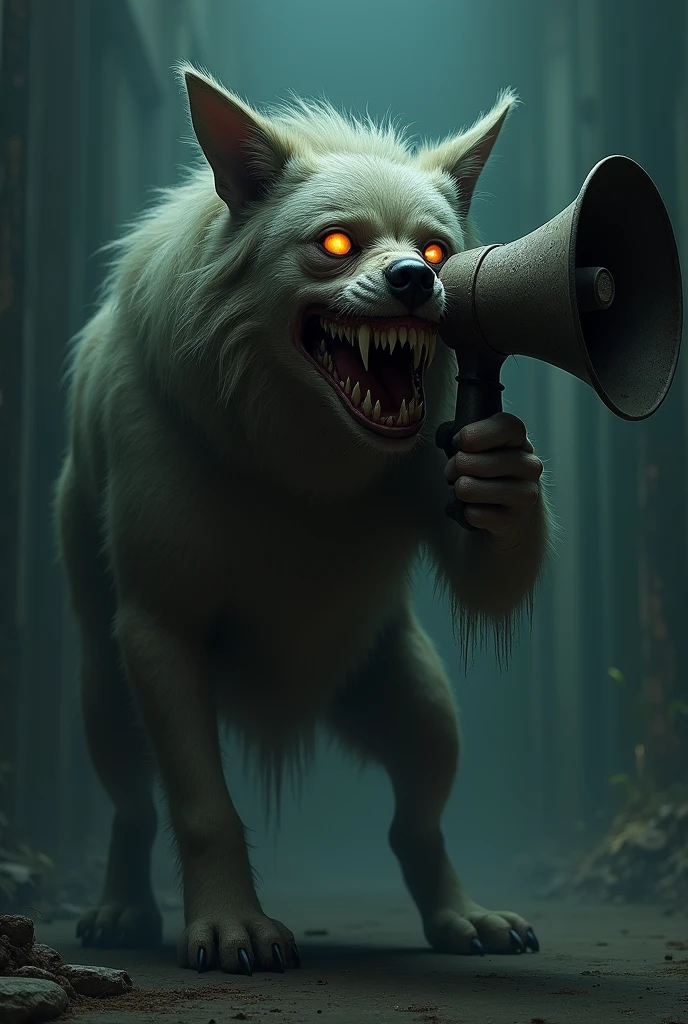 Creepy Megaphone Dog