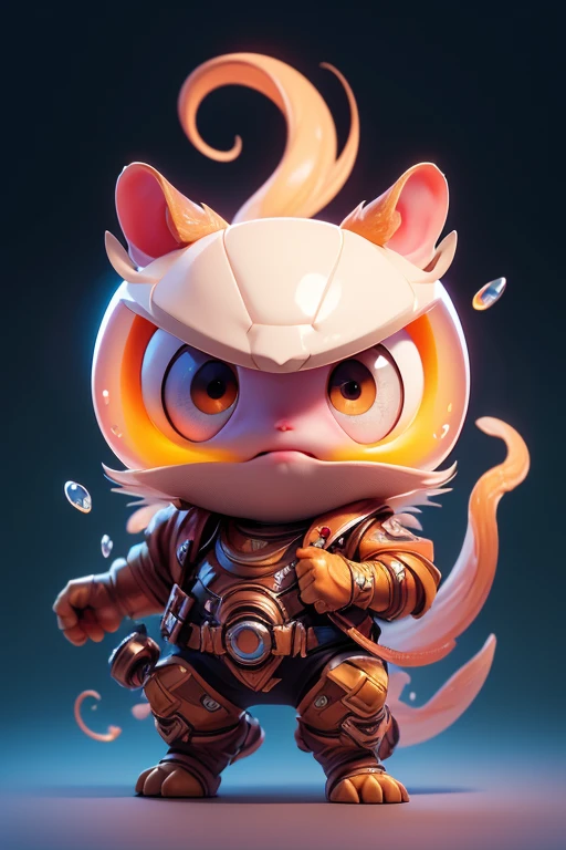 Create a monster image, a baby gerbil.. The body is transparent and can be seen through. The image is sharp and detailed., with beautiful colors.. With arms, leg, eyes, mouth, พื้นหลังสีlegว