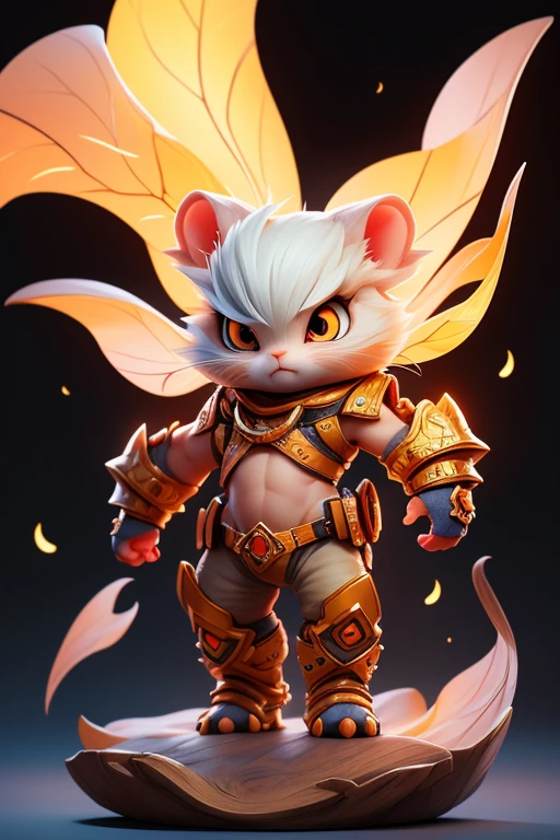 Create a monster image, a baby gerbil.. The body is transparent and can be seen through. The image is sharp and detailed., with beautiful colors.. With arms, leg, eyes, mouth, พื้นหลังสีlegว