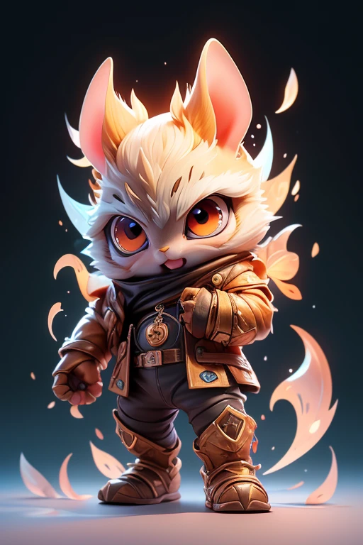 Create a monster image, a baby gerbil.. The body is transparent and can be seen through. The image is sharp and detailed., with beautiful colors.. With arms, leg, eyes, mouth, พื้นหลังสีlegว