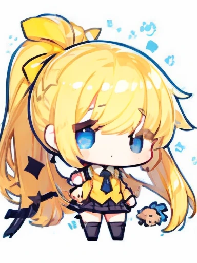 ((chibi)), big head, focus face, flat avatar, (masterpiece:1.2, highest quality), (Realistic, photoRealistic:1.4), Beautiful illustrations, (Natural Side Lighting, Cinema Lighting), Written boundary depth, Beautiful thighs staring at the viewer, 1 female, 20-year-old, alone, thin, slender, (small breasts), anime girl in a short red check skirt and Black blouse with formal collar, ((yellow tie)), ((white sox)), yellow cardigan, ((Blue eyes)), Messy hair, High ponytail, hanayamata, single character full body, anime full body illustration, from girls frontline, full body single character, girls frontline style, render of april, full body with costume, full body illustration, visual novel sprite, fine details. girls frontline, necoark, ((((head only)))), (((no body)))