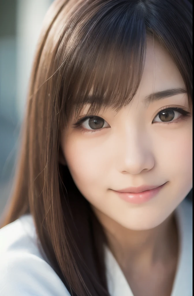 best quality, face focus, soft light, ultra high res, (photorealistic:1.4), RAW photo,(Shinozaki Ai), white skin, kawaii,
1 Japanese girl, solo, cute, smile, (pupil, lights in the eyes),  detailed beautiful face, Medium-sized breasts,(high resolution detail of human skin texture),(long hair),(portrait), upper body, white traditional kimono