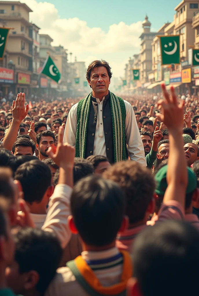 Imran Khan picture with a lot of Pakistani people's
