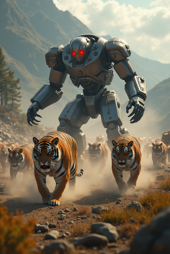 1000 tigers vs 1000 robots
