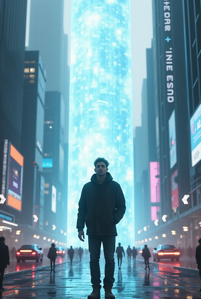 A man teleported in a smart city add a teleported wall