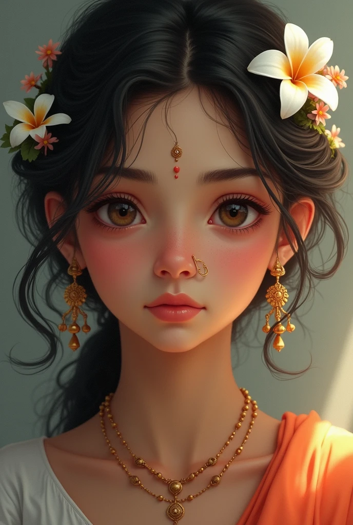 Hindu cute girl with bright eyes & calm face
