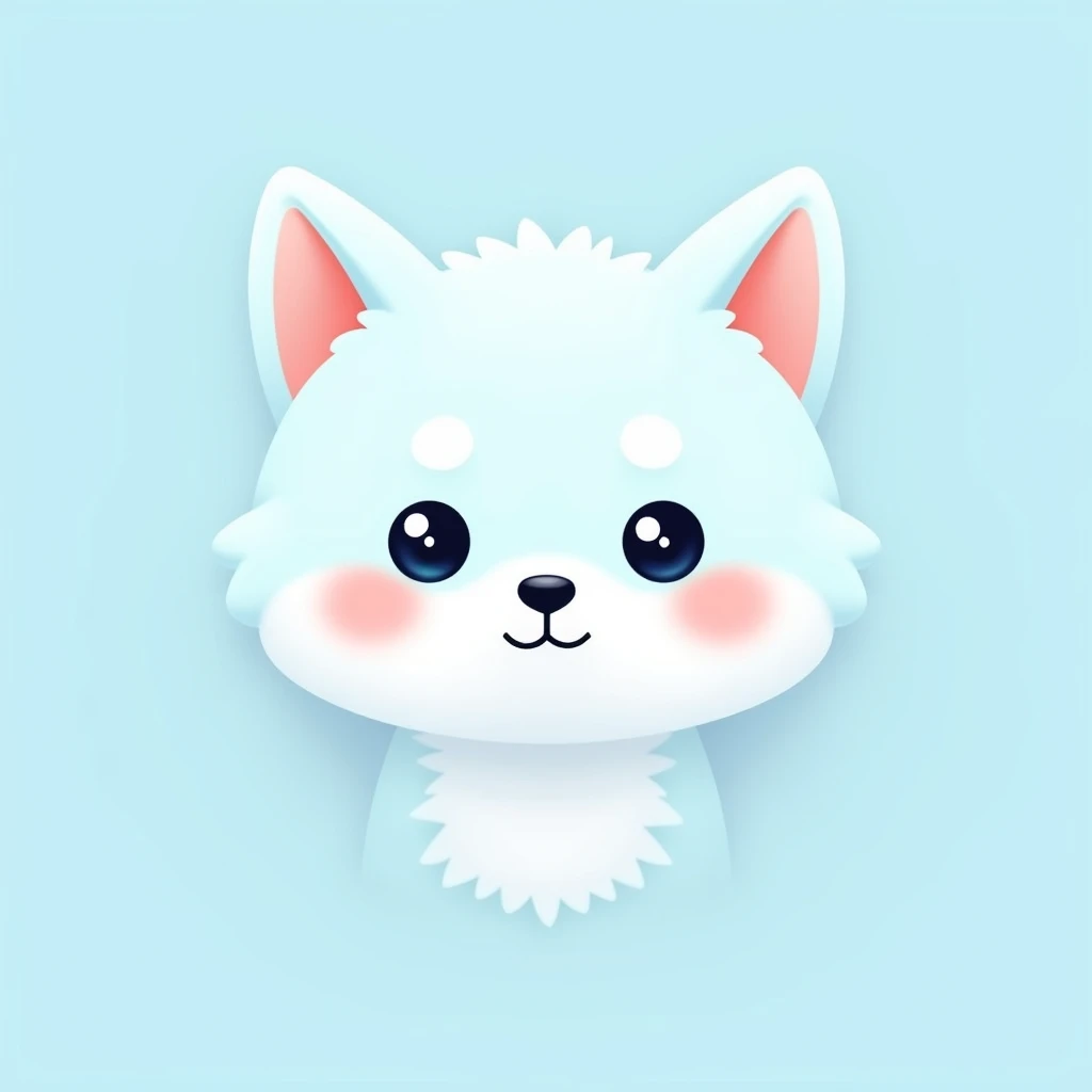 blue neiro inu , light blue background , logo , head only , cute ,  