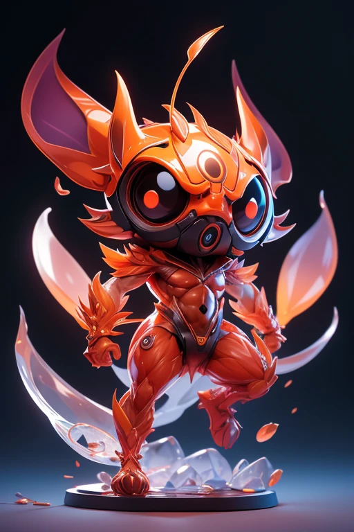 Create a picture of a monster, a danda ant.. The body is transparent and can be seen through. The image is sharp and detailed., with beautiful colors.. With arms, leg, eyes, mouth, พื้นหลังสีlegว