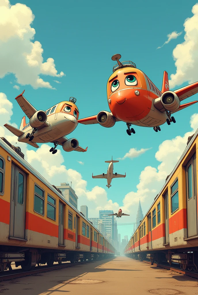 The cute anthropomorphic images of subways and airplanes take turns to take over
