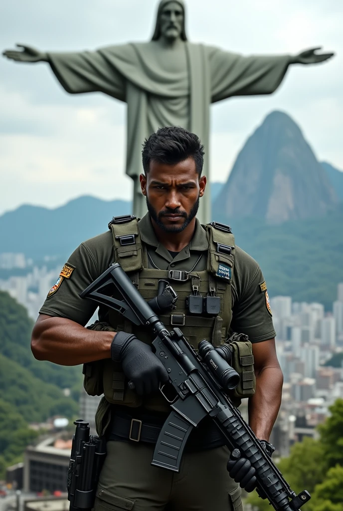 BOPE soldier at Christ the Redeemer.