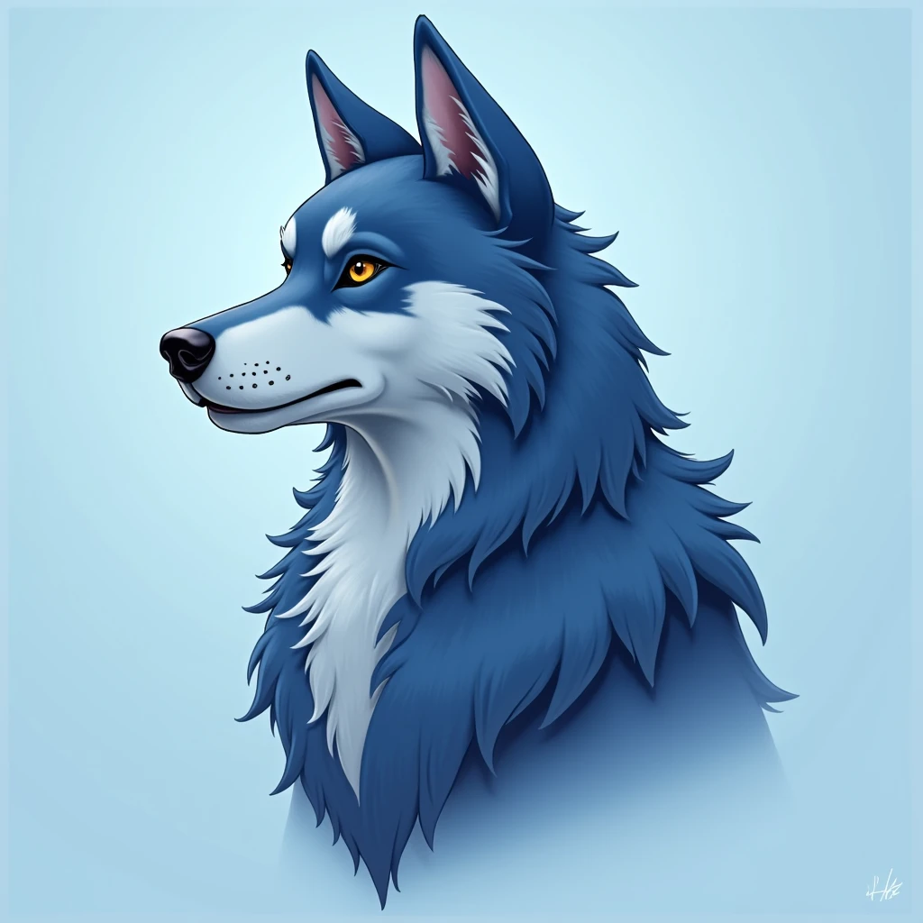 blue neiro inu , light blue background , logo , head only ,noble, noble