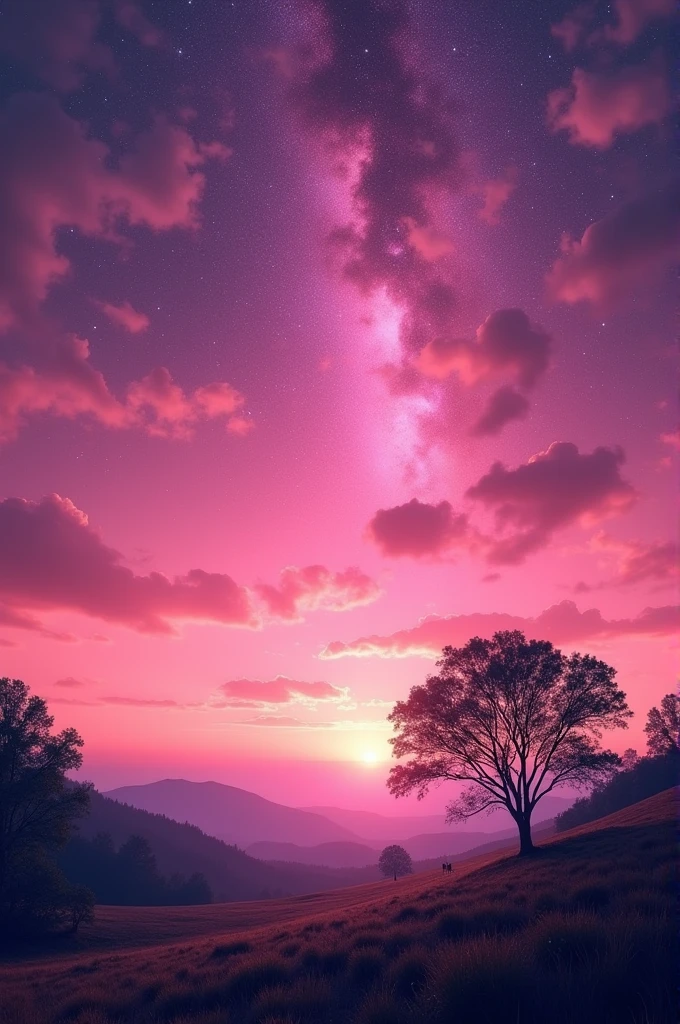 A night pink sky nature photo