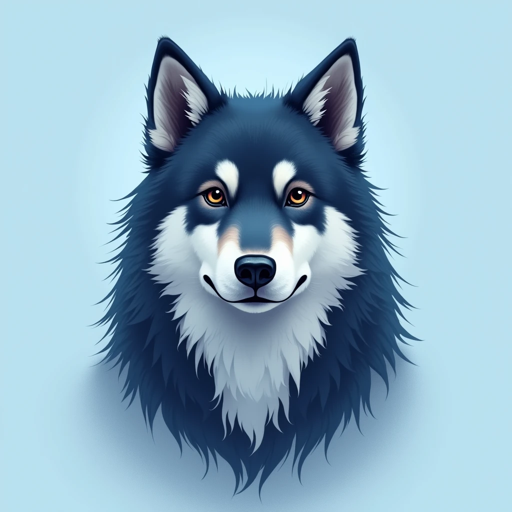 blue neiro inu , light blue background , logo , head only ,noble, noble ,straight facing 