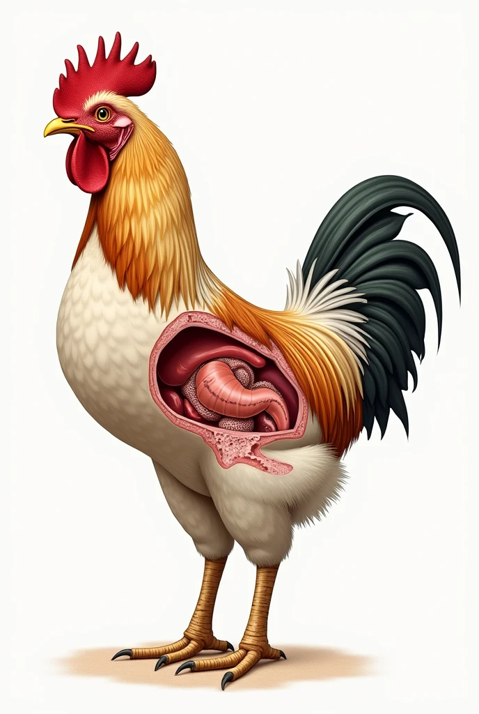 Reproductive system of a male chicken