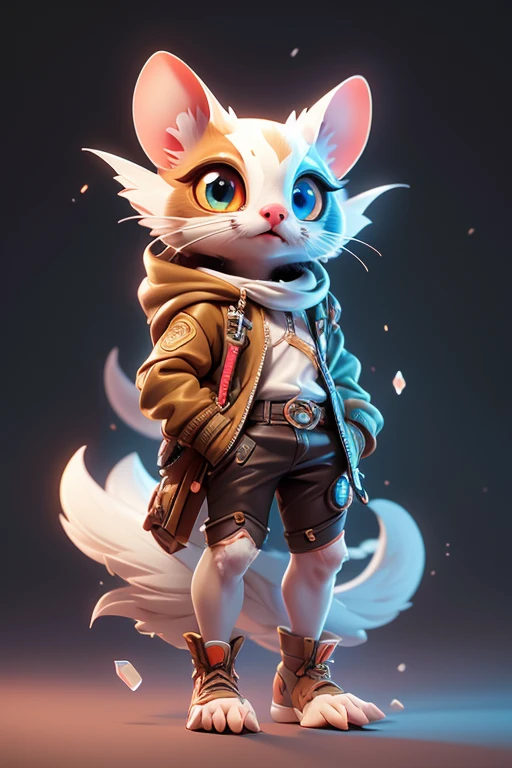Create a Monster Sugar Glider Image . The body is transparent and can be seen through. The image is sharp and detailed., with beautiful colors.. With arms, leg, eyes, mouth, พื้นหลังสีlegว